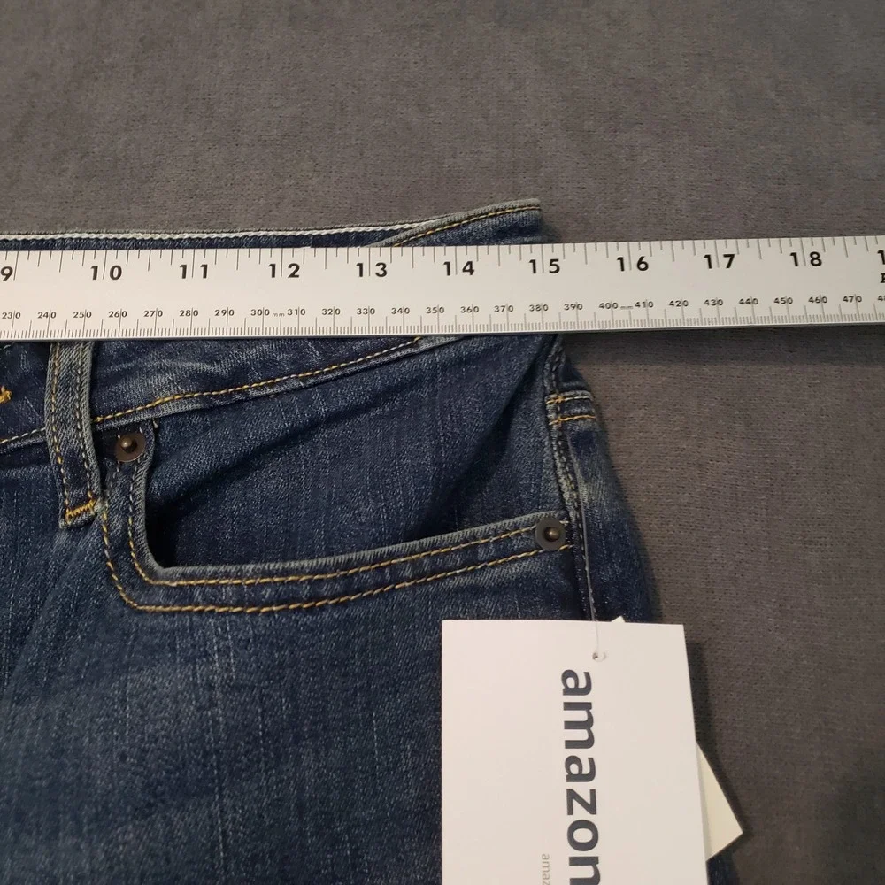 Amazon Essentials Jeans Womens 10 Blue High Rise Relaxed Leg Tapered Ankle Denim